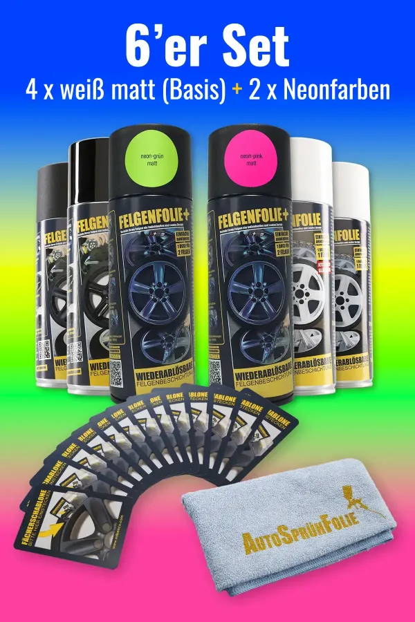FELGENFOLIE-Kombi-6er-Set Neon