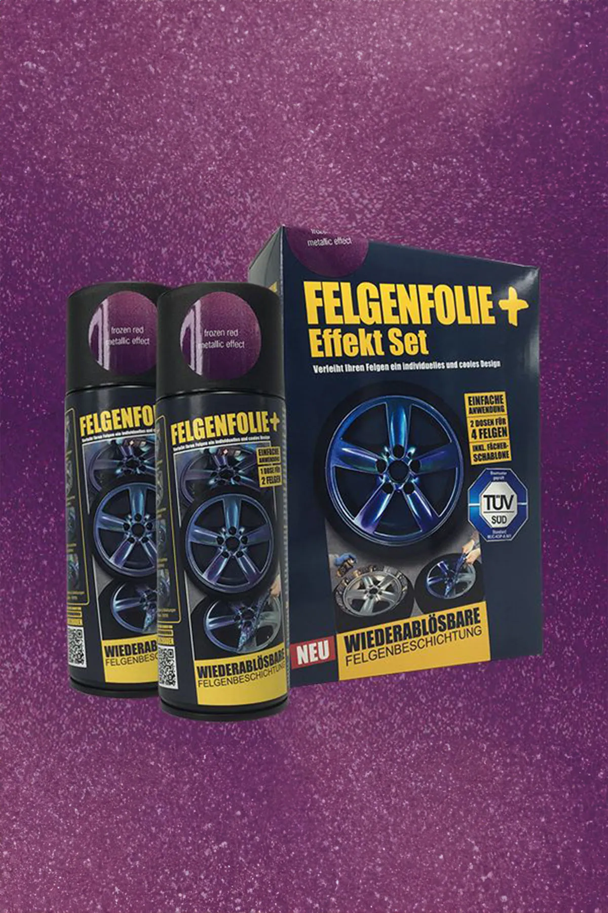 FELGENFOLIE+ Effekt Set, 2 x 400 ml, Metallic Effekt, Frozen Red Metallic Effect FELGENFOLIE+ Effekt Set, 2 x 400 ml, Metallic Effekt, Frozen Red Metallic Effect