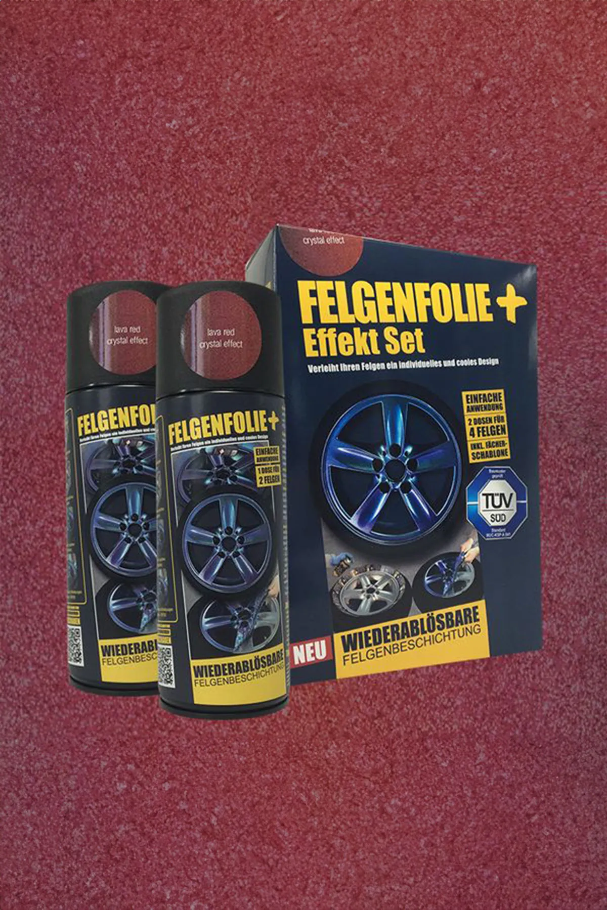 FELGENFOLIE+ Effekt Set, 2 x 400 ml, Kristalleffekt, Lava Red Crystal Effect FELGENFOLIE+ Effekt Set, 2 x 400 ml, Kristalleffekt, Lava Red Crystal Effect