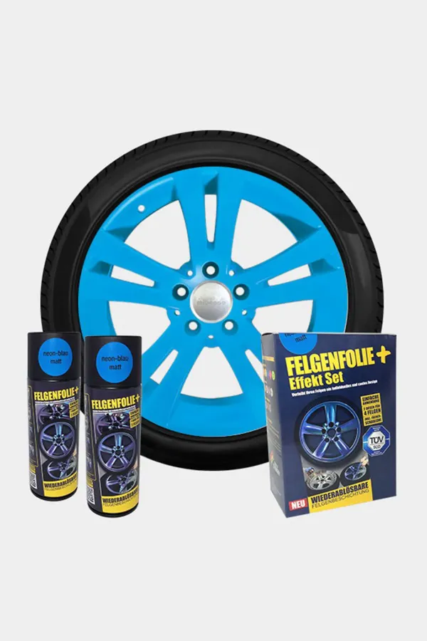 FELGENFOLIE+ Effekt Set, 2 x 400 ml, neon-blau 