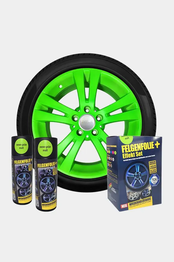 FELGENFOLIE+ Effekt Set, 2 x 400 ml, neon-grün 