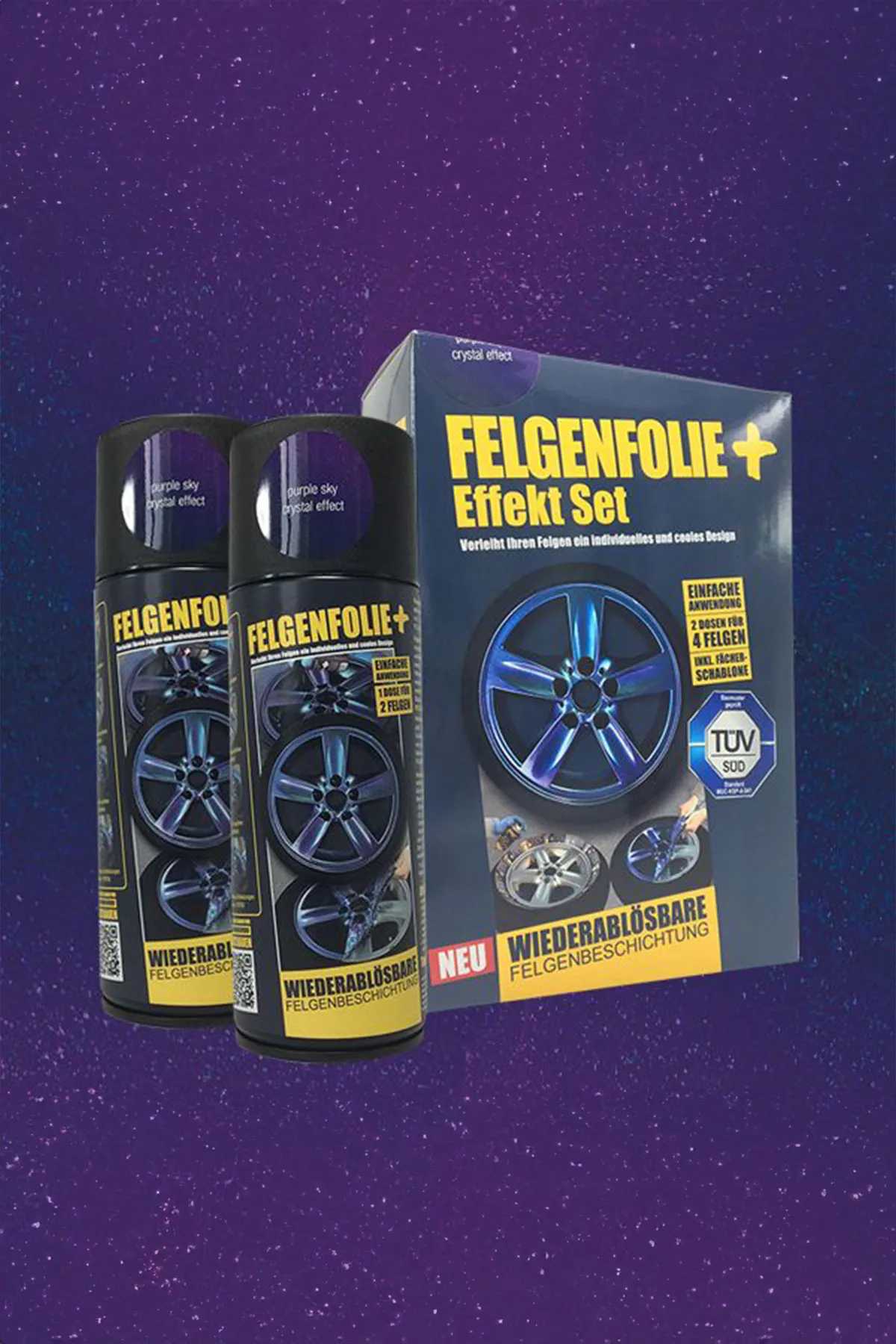 FELGENFOLIE+ Effekt Set, 2 x 400 ml, Kristalleffekt, Purple Sky Crystal Effect FELGENFOLIE+ Effekt Set, 2 x 400 ml, Kristalleffekt, Purple Sky Crystal Effect