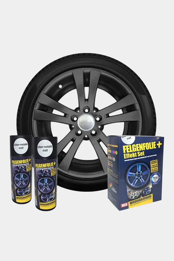 FELGENFOLIE+ Effekt Set, 2 x 400 ml, Metallic Effekt, Metallic Silber
