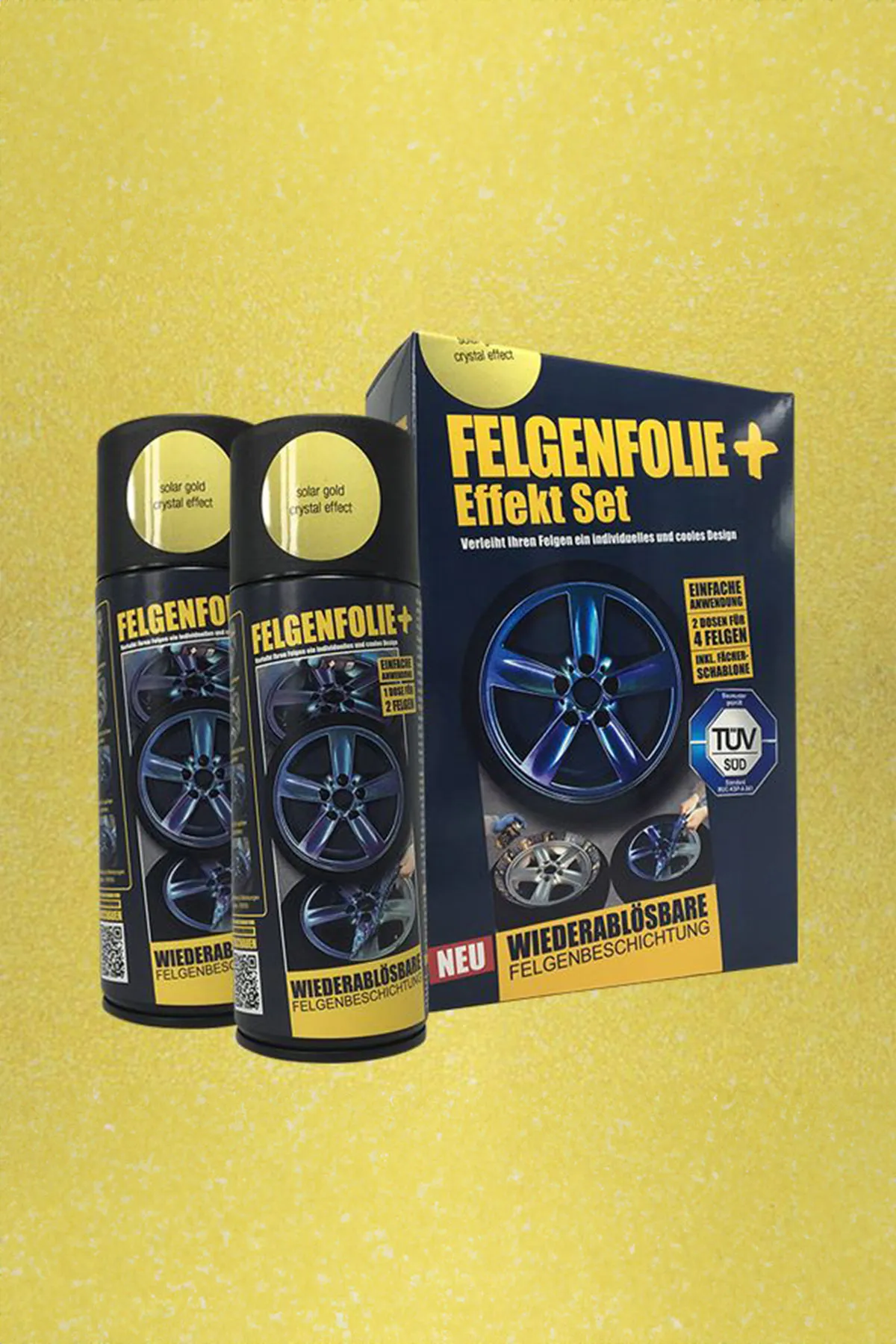 FELGENFOLIE+ Effekt Set, 2 x 400 ml, Kristalleffekt, Solar Gold Crystal Effect FELGENFOLIE+ Effekt Set, 2 x 400 ml, Kristalleffekt, Solar Gold Crystal Effect