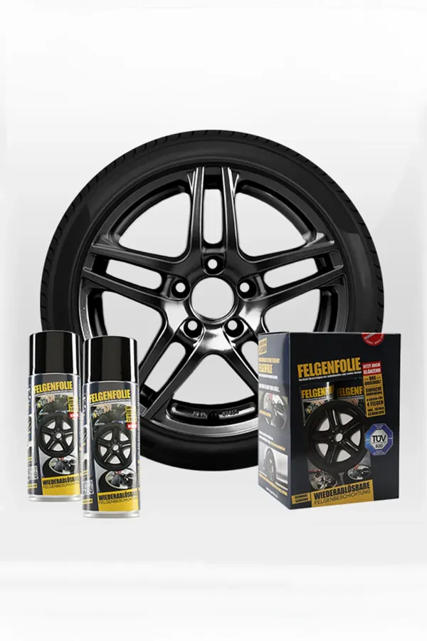 FELGENFOLIE-Set, 4 x 400 ml, schwarz glänzend FELGENFOLIE-Set, 4 x 400 ml, schwarz glänzend