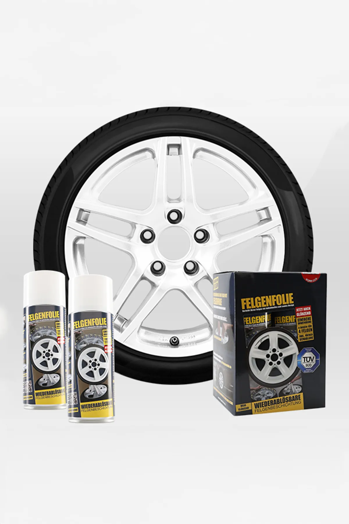 FELGENFOLIE-Set, 4 x 400 ml, weiss glänzend FELGENFOLIE-Set, 4 x 400 ml, weiss glänzend
