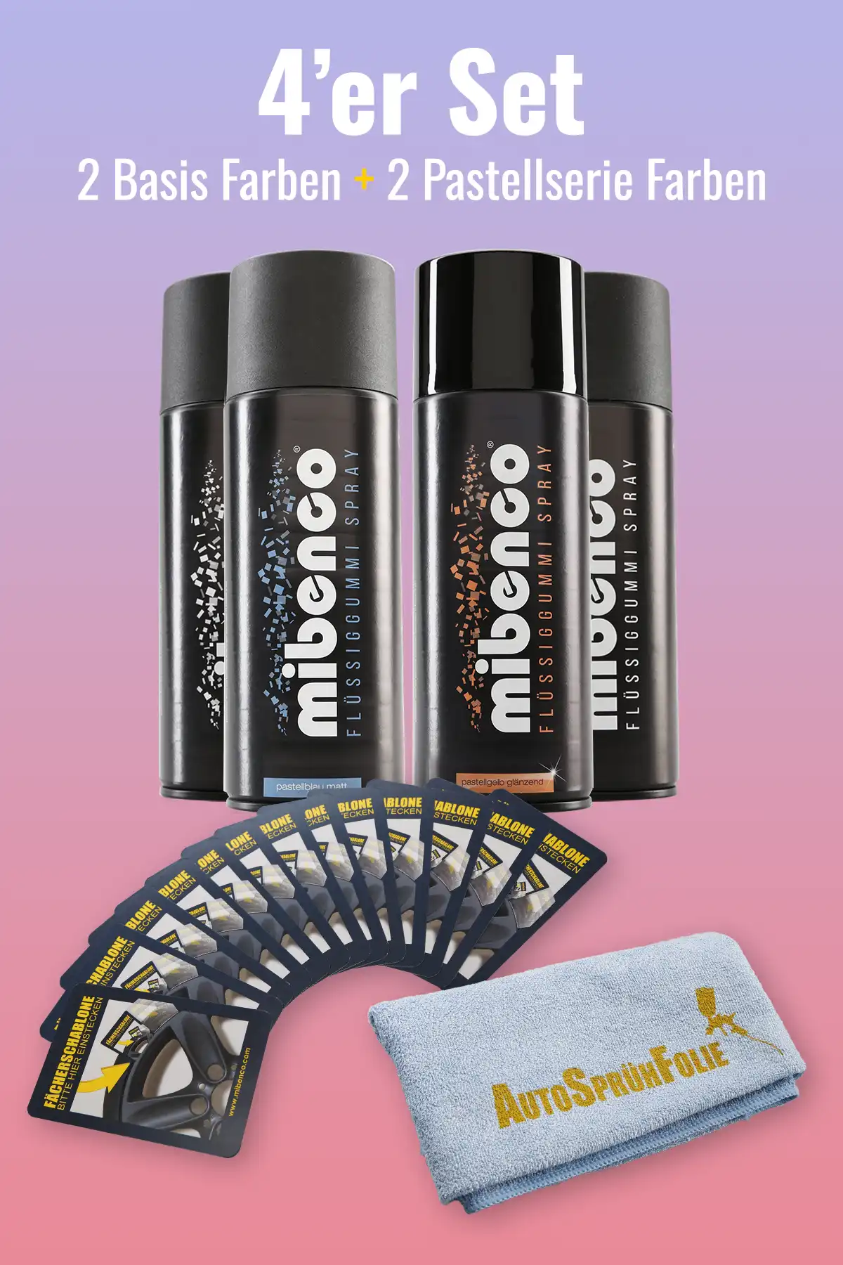 Pastellserie Farben - 4er Set + gratis Fächerschablone und Microfasertuch Pastellserie Farben - 4er Set + gratis Fächerschablone und Microfasertuch