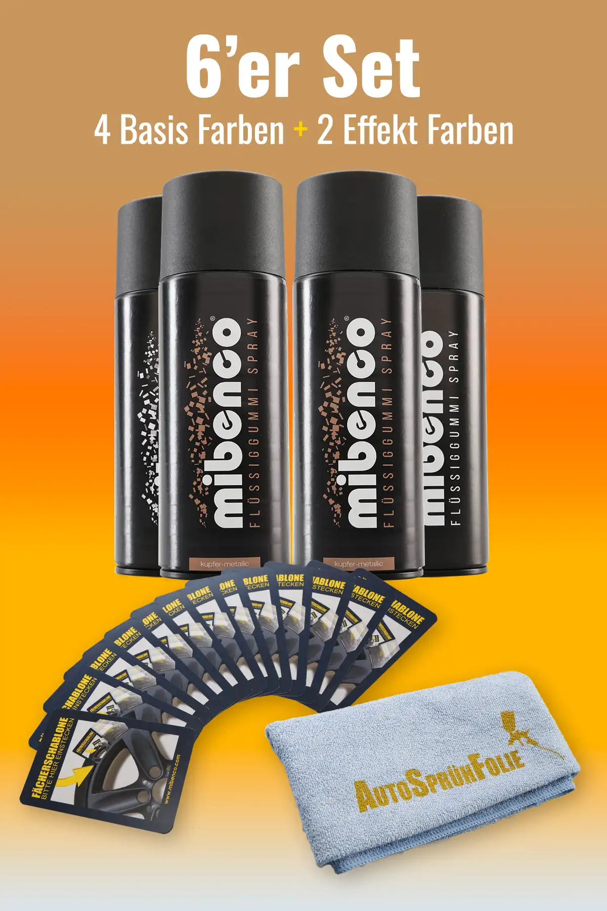 Effekt Farben - 6er Set + gratis Fächerschablone und Microfasertuch Effekt Farben - 6er Set + gratis Fächerschablone und Microfasertuch