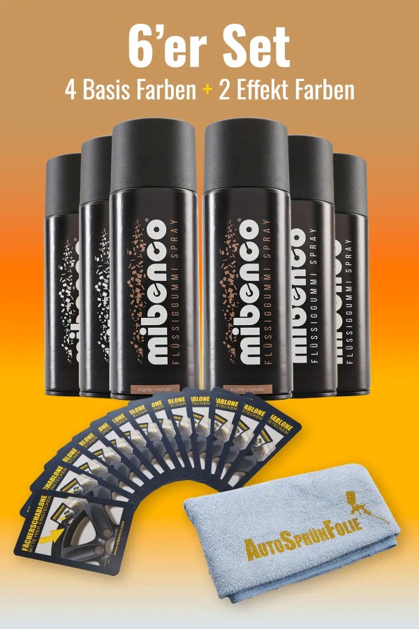 Effekt Farben - 6er Set + gratis Fächerschablonen und Microfasertuch